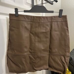 Tan Faux Leather Mini Skirt
